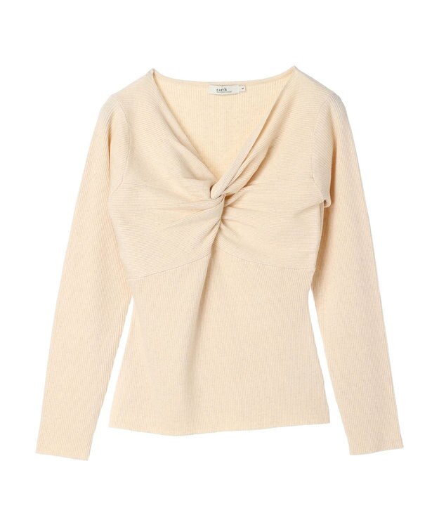 earth music&ecology ツイストリブラメニットプルオーバー Ivory