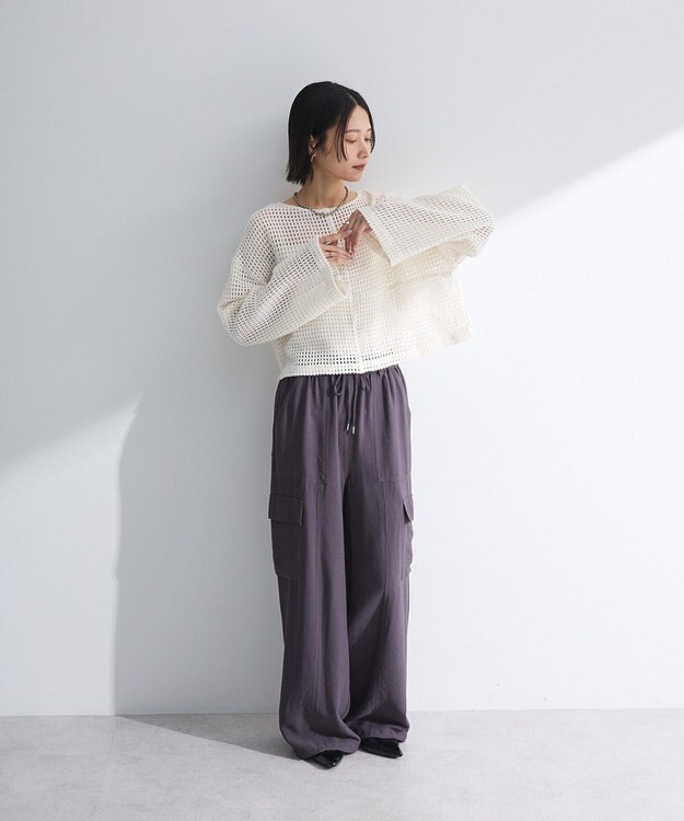 Green Parks Ｉ　前後２ｗａｙ　メッシュショート丈カーディガン Orange