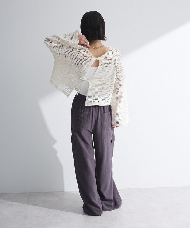 Green Parks Ｉ　前後２ｗａｙ　メッシュショート丈カーディガン Orange