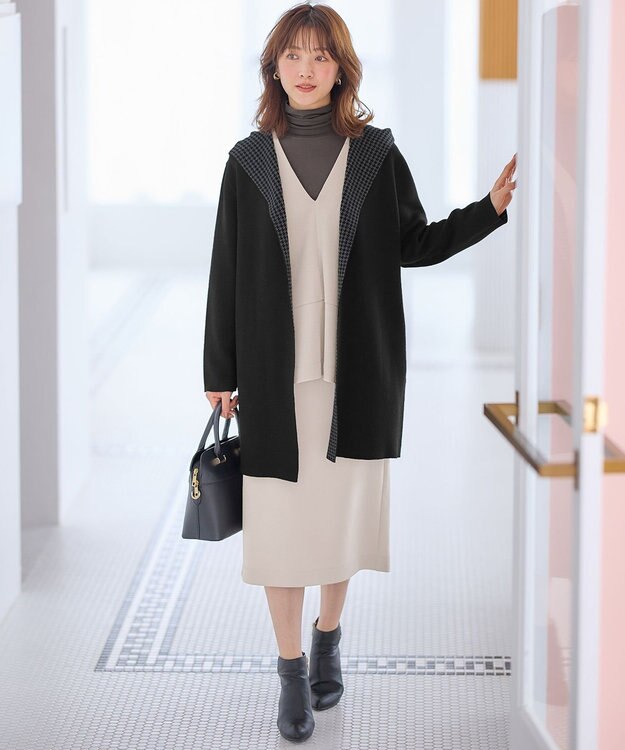 ANY SIS 【2WAY】リバーシブルフーディー アウター ブラック×アイボリー