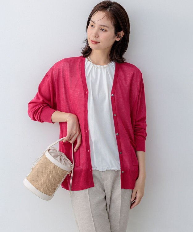 組曲 S 【先行予約】シアーニットVネック カーディガン チェリーローズ系