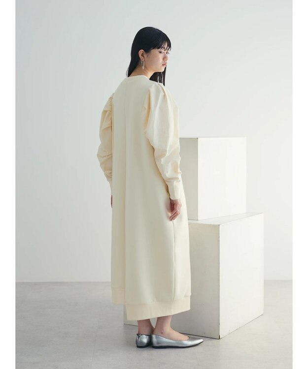 Green Parks armonia. リブ使いコクーンポンチワンピース Ivory