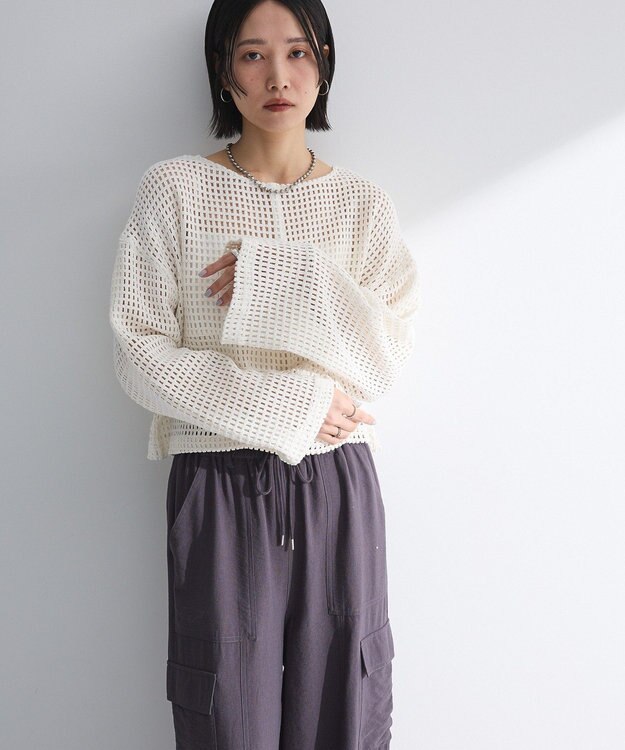 Green Parks Ｉ　前後２ｗａｙ　メッシュショート丈カーディガン Orange