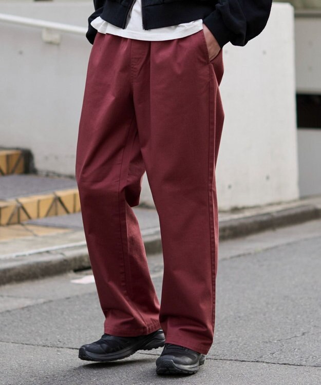 WEGO 【ユニセックス着用ITEM/XSSMLサイズ展開/ウエストゴム】ユルフィットコットンイージーパンツ レッドその他