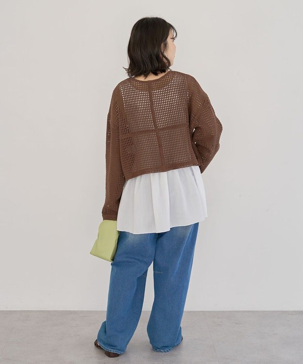 Green Parks Ｉ　前後２ｗａｙ　メッシュショート丈カーディガン Orange