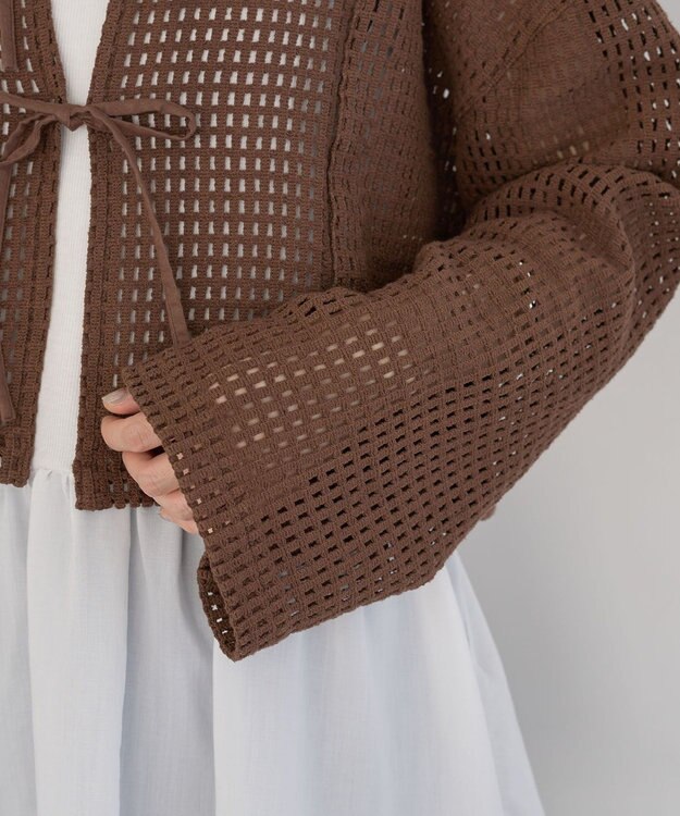 Green Parks Ｉ　前後２ｗａｙ　メッシュショート丈カーディガン Orange