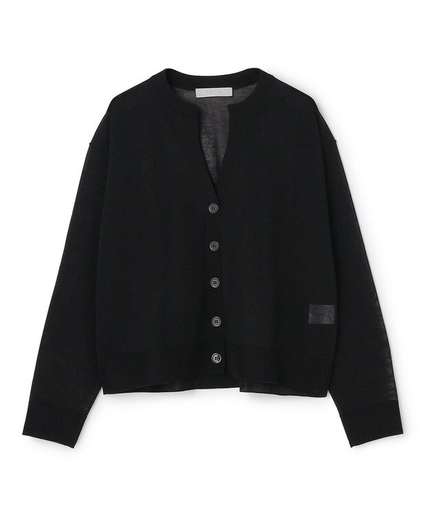 UNFILO シアーフォルムニット キーネックカーディガン ブラック