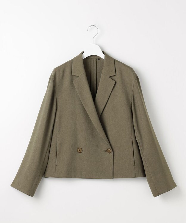 自由区 S 【セットアップ対応】リネンライクシンセティックショート ジャケット カーキ