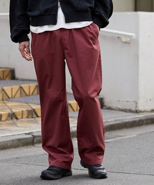 WEGO 【ユニセックス着用ITEM/XSSMLサイズ展開/ウエストゴム】ユルフィットコットンイージーパンツ レッドその他