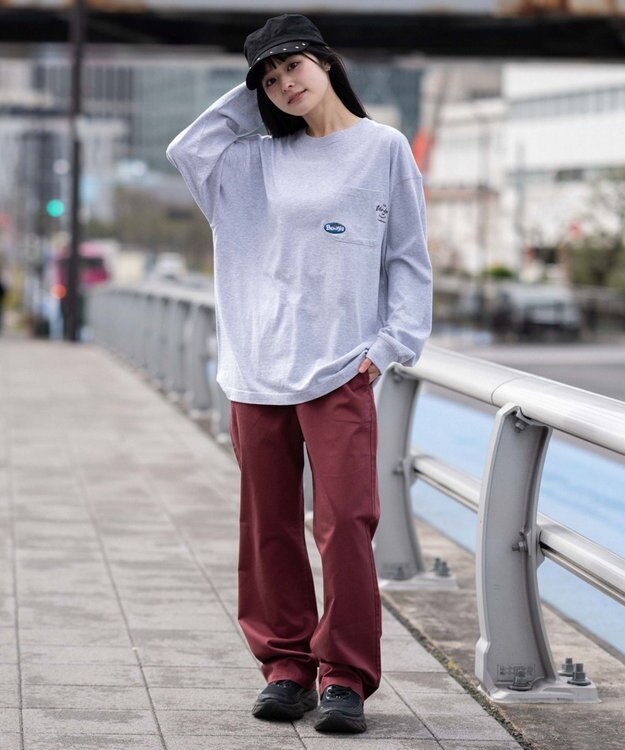 WEGO 【ユニセックス着用ITEM/XSSMLサイズ展開/ウエストゴム】ユルフィットコットンイージーパンツ レッドその他