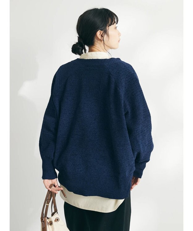 CRAFT STANDARD BOUTIQUE 洗えるコードモールＶネックプルオーバー Navy