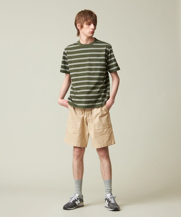 J.PRESS MEN マルチボーダー カノコTシャツ カーキ系7