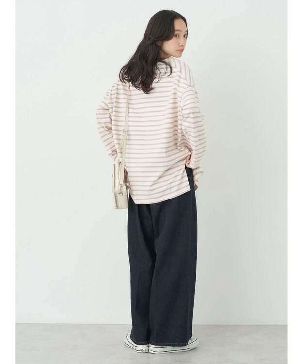 earth music&ecology バック釦ボーダーチュニック Pink