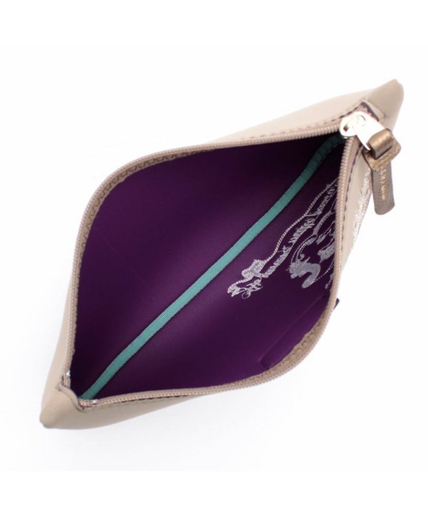 A.D.M.J. 【魔法の様に軽い】マジックライト/イタリアンファブリックステッチ刺しゅうフラットポーチ2セット(S・M) ベージュ