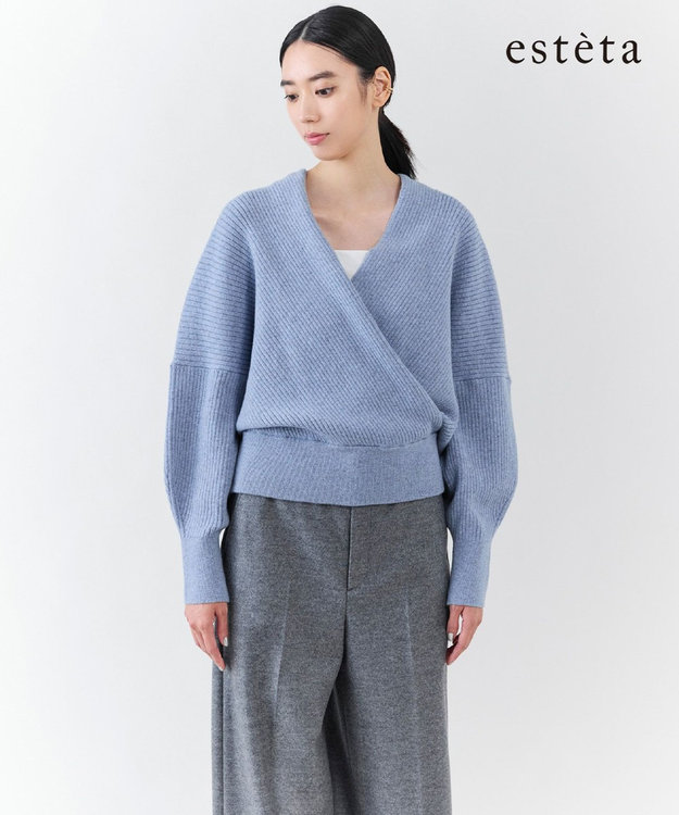 23区 S 【エステータ】カシュクール ニット ダルブルー系