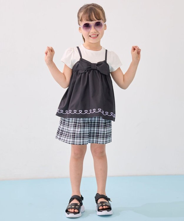 ANY KIDS チェック柄キュロット ブラック