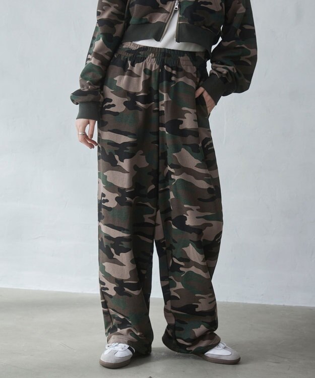 WEGO 【ウエストゴム/XSSMサイズ展開】スウェットワイドパンツ 柄1