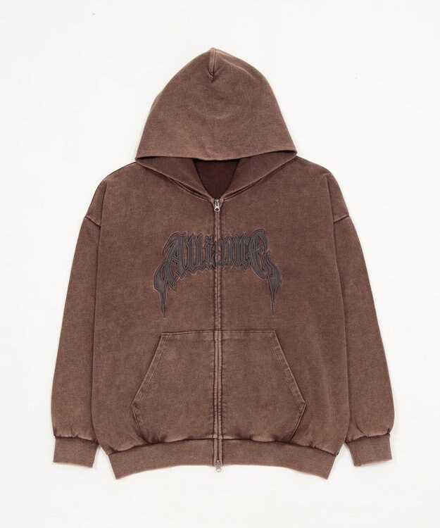 WEGO 【ユニセックス着用ITEM/SMLサイズ展開】グラフィックZIPパーカー ブラウン