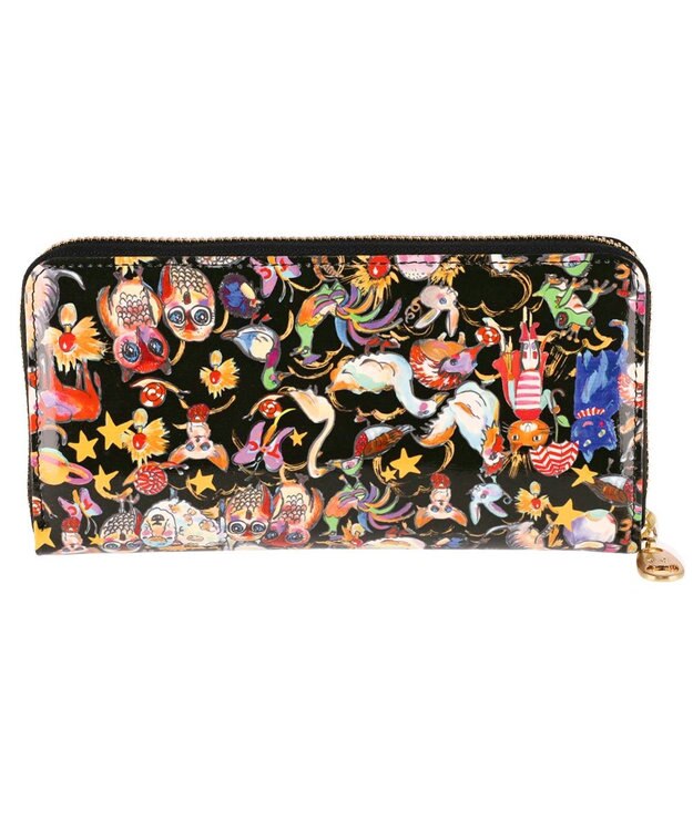 tsumori chisato CARRY 森のどうぶつたち ラウンドファスナー長財布 ブラック