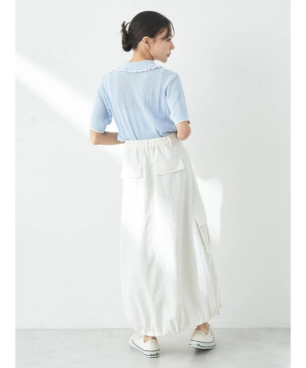 earth music&ecology フリルニットポロ Sax