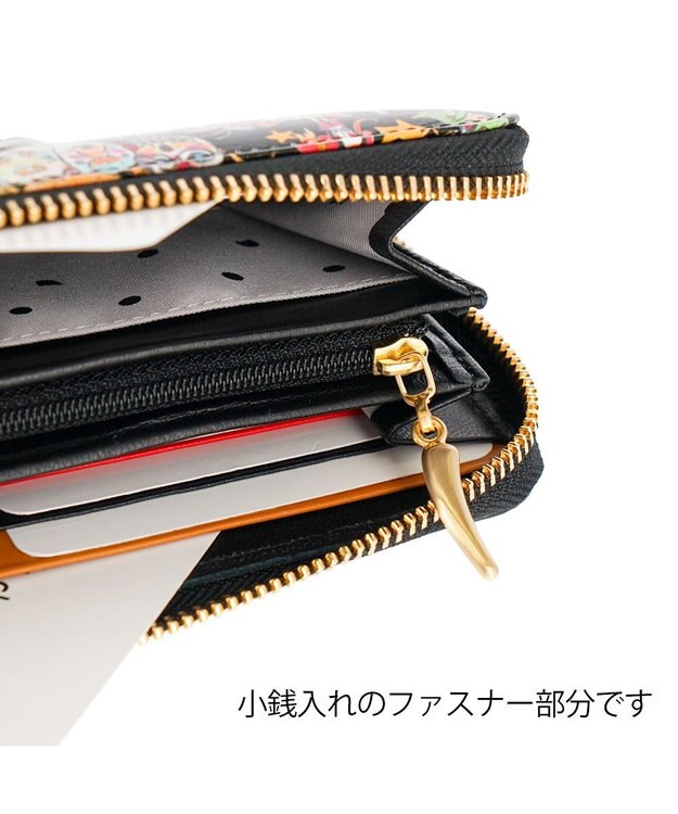 tsumori chisato CARRY 森のどうぶつたち ラウンドファスナー長財布 ブラック