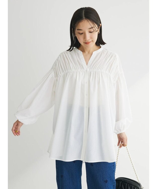 Green Parks シャーリングボリュームスキッパーチュニック Off White