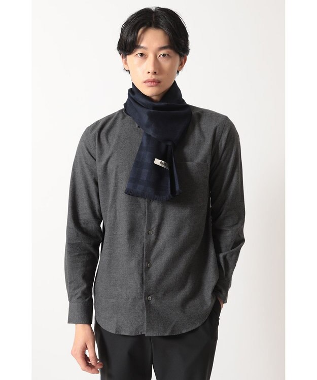 DAKS ネイビーチェックシルクマフラー ネイビー