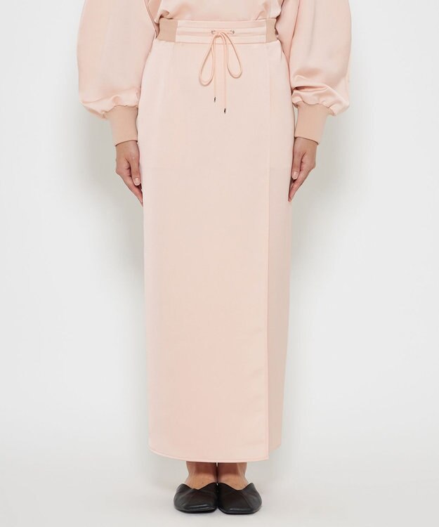 uncrave 【洗濯機洗い可】サテン ドロストスカート（uncrave WHITE） ベビーピンク