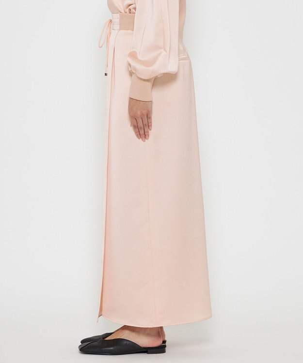 uncrave 【洗濯機洗い可】サテン ドロストスカート（uncrave WHITE） ベビーピンク