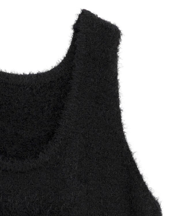 earth music&ecology フェザーUネックニットベスト Black