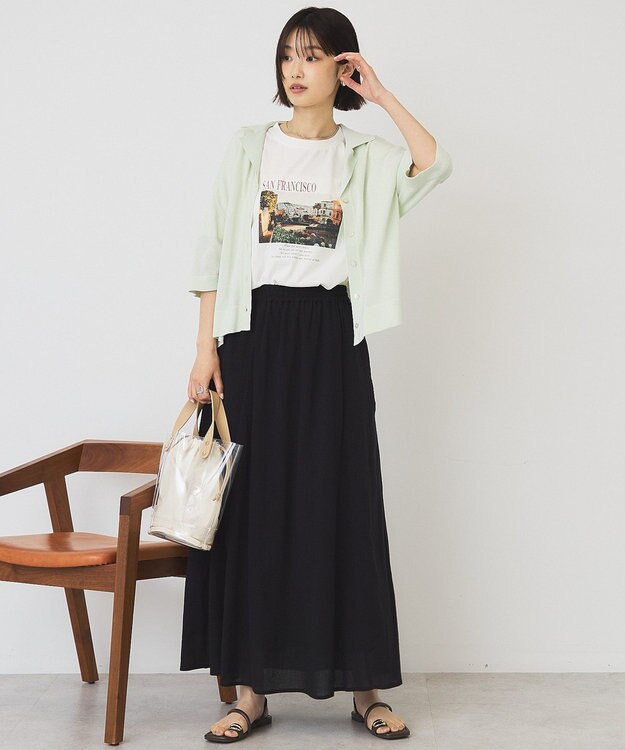 AMERICAN HOLIC 襟付き5分袖ニットカーディガン Mint