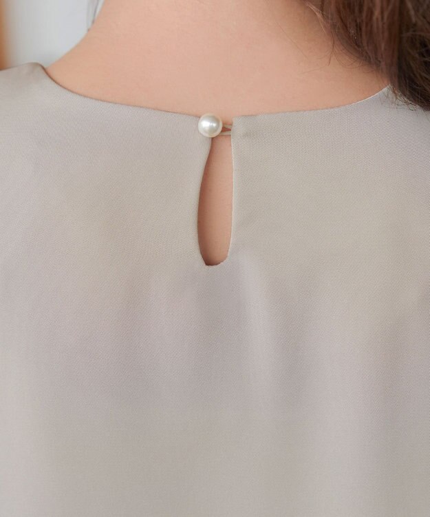 Tiaclasse 【洗える】パフスリーブ切替フレアチュニック グレージュ