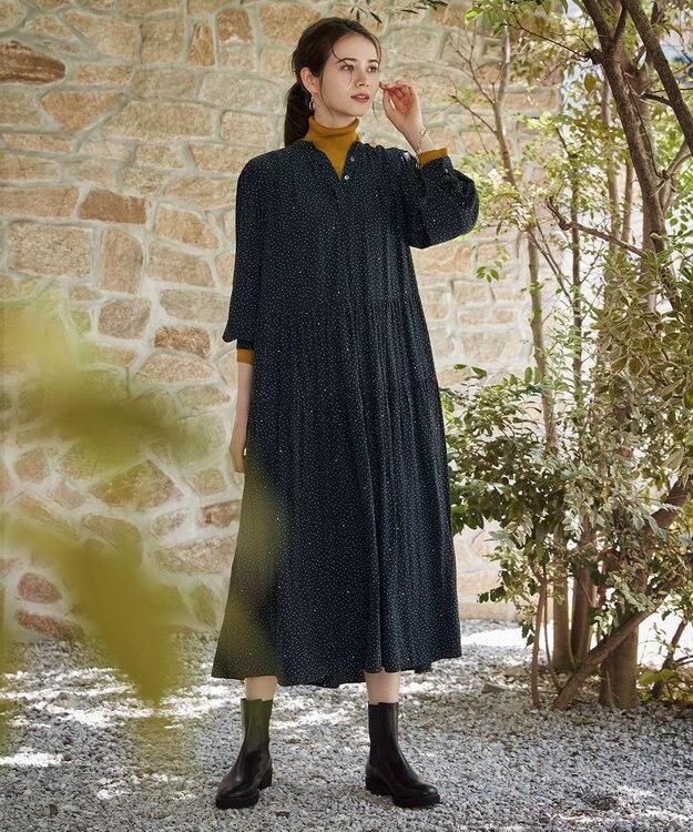 23区 【SLOW/一部店舗限定】シアーリブ タートルネックニット マスタード系