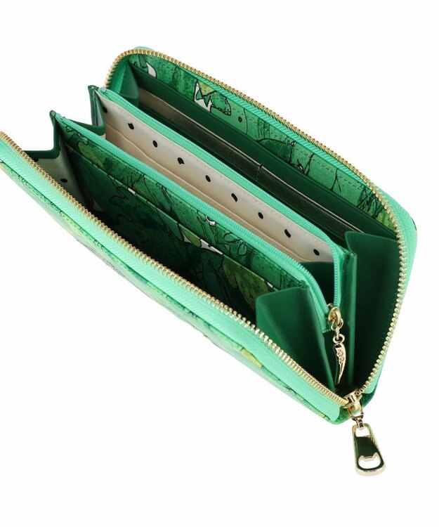 tsumori chisato CARRY 葉っぱ ラウンドファスナー長財布 グリーン