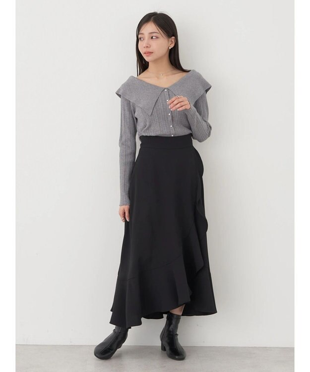 earth music&ecology ２ｗａｙビッグカラーニットプルオーバー Light Gray