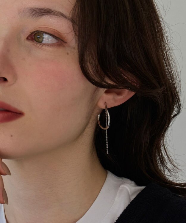 Phoebe 【金属アレルギー対応】2wayウェーブラインフープピアス　シルバー/ニッケルフリー シルバー