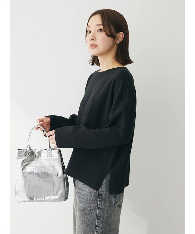 Green Parks 洗える　ボートネックニットプルオーバー Black