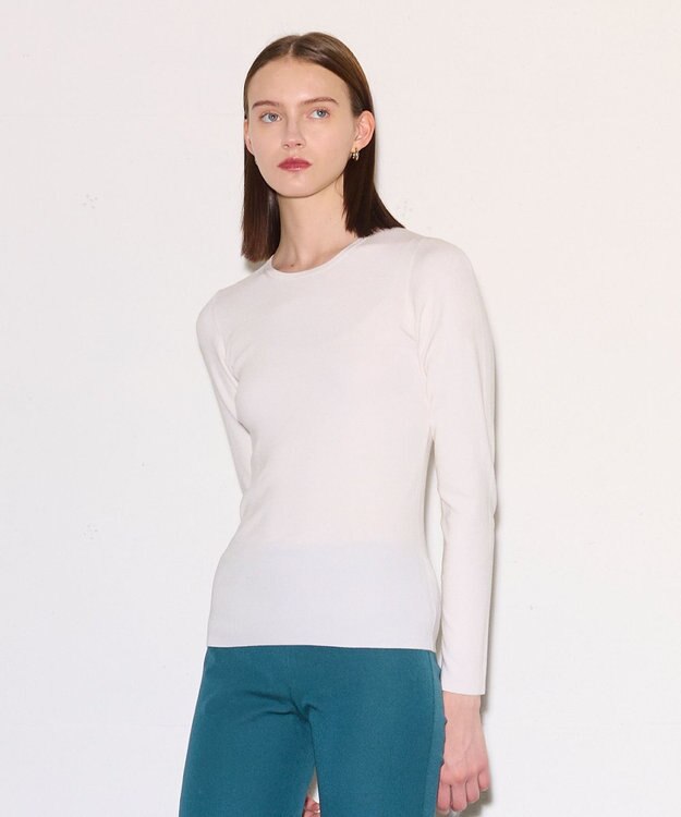 JOSEPH 【洗える】ストレッチシルクニット　ラウンドネック Ivory