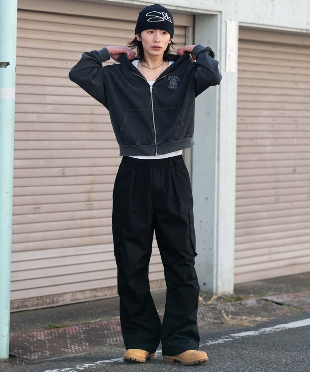 WEGO 【ユニセックス着用ITEM】ワッフルZIPパーカー ブラックその他