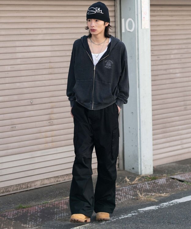 WEGO 【ユニセックス着用ITEM】ワッフルZIPパーカー ブラックその他