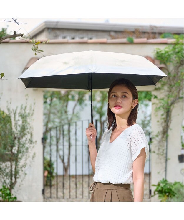 MOONBAT 【遮光100％/３秒で折りたためる日傘】晴雨兼用 折りたたみ傘 ウラワザ バイカラー キャメル