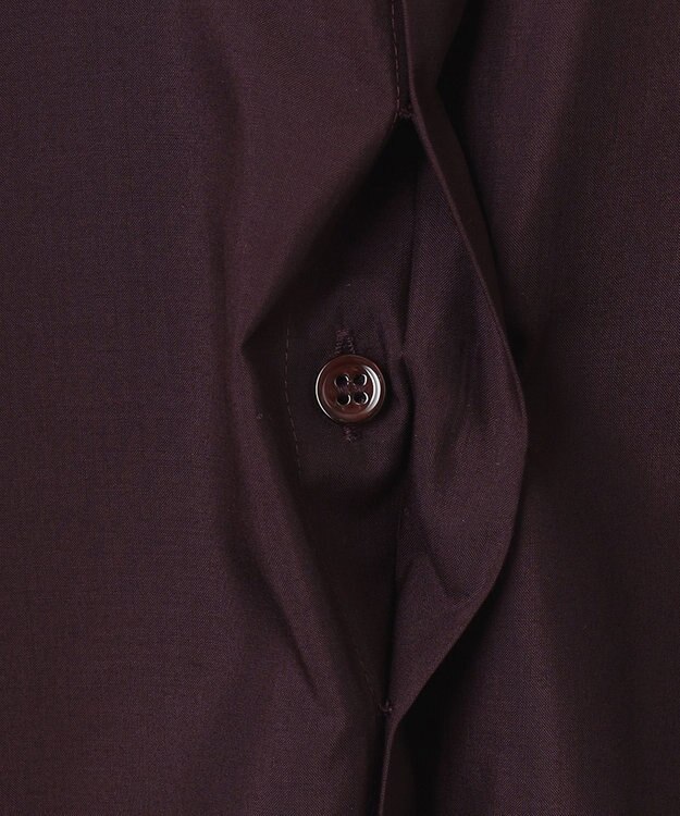 ICB 【洗える】トリアセコットンシアー ロングシャツ バーガンディ系