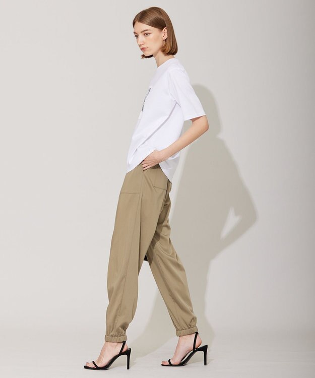 ICB 【洗える】 キュプラナイロンストレッチ ジョグパンツ オリーブ系