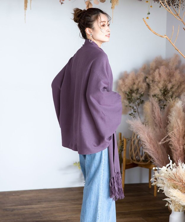 Tiaclasse 【洗える】ストール風カーディガン パープル
