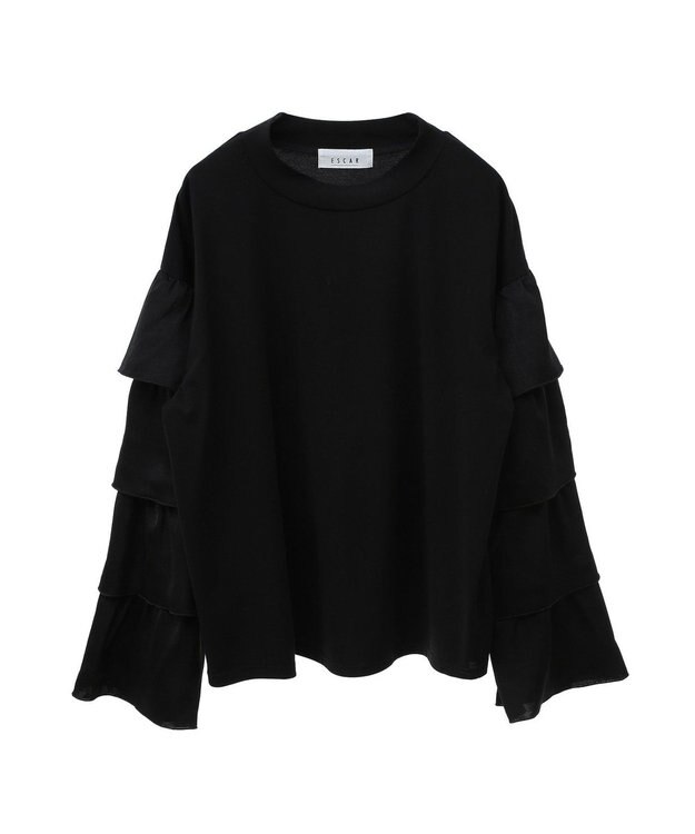 Green Parks ■ＥＳＣＡＲ　フリルスリーブプルオーバー Black