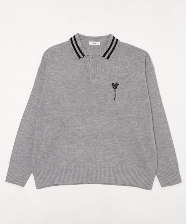 WEGO ラインポロニットプルオーバー グレー