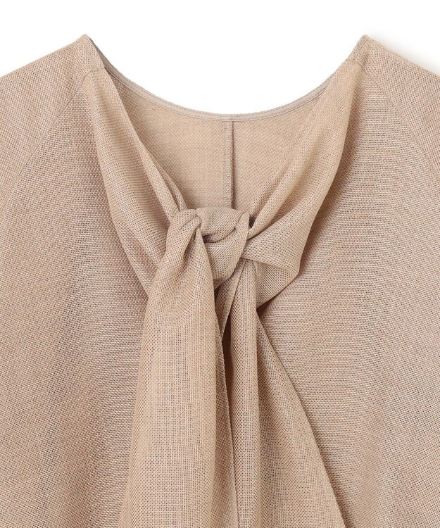 BEIGE， 【洗える・吸水速乾・防シワ】LIATRIS / バックリボンハーフスリーブブラウス Flax