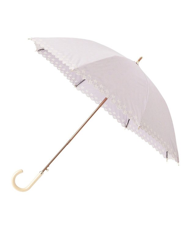 MOONBAT DAKS 晴雨兼用日傘 長傘 ドット ジャカード ボーラ刺繍 ペールピンク