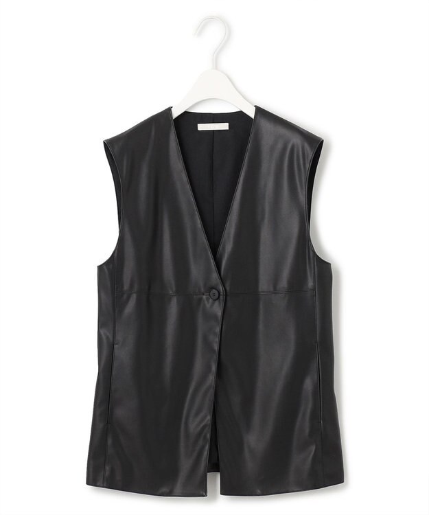 ICB フェイクレザー ベスト ブラック系