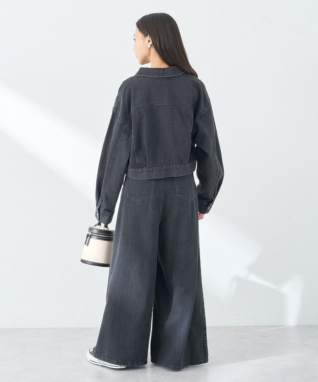 earth music&ecology フリンジロゴショート丈Ｇジャン Black